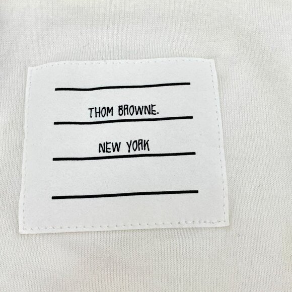 CM0240 Thom Browne White Long-Sleeve Crewneck Shirt With Burgundy Stripe - Picture 6 of 8